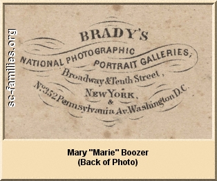 Back of Marie Boozer photograph.